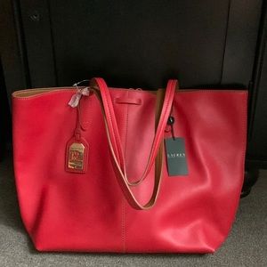 Ralph Lauren leather Red tote.